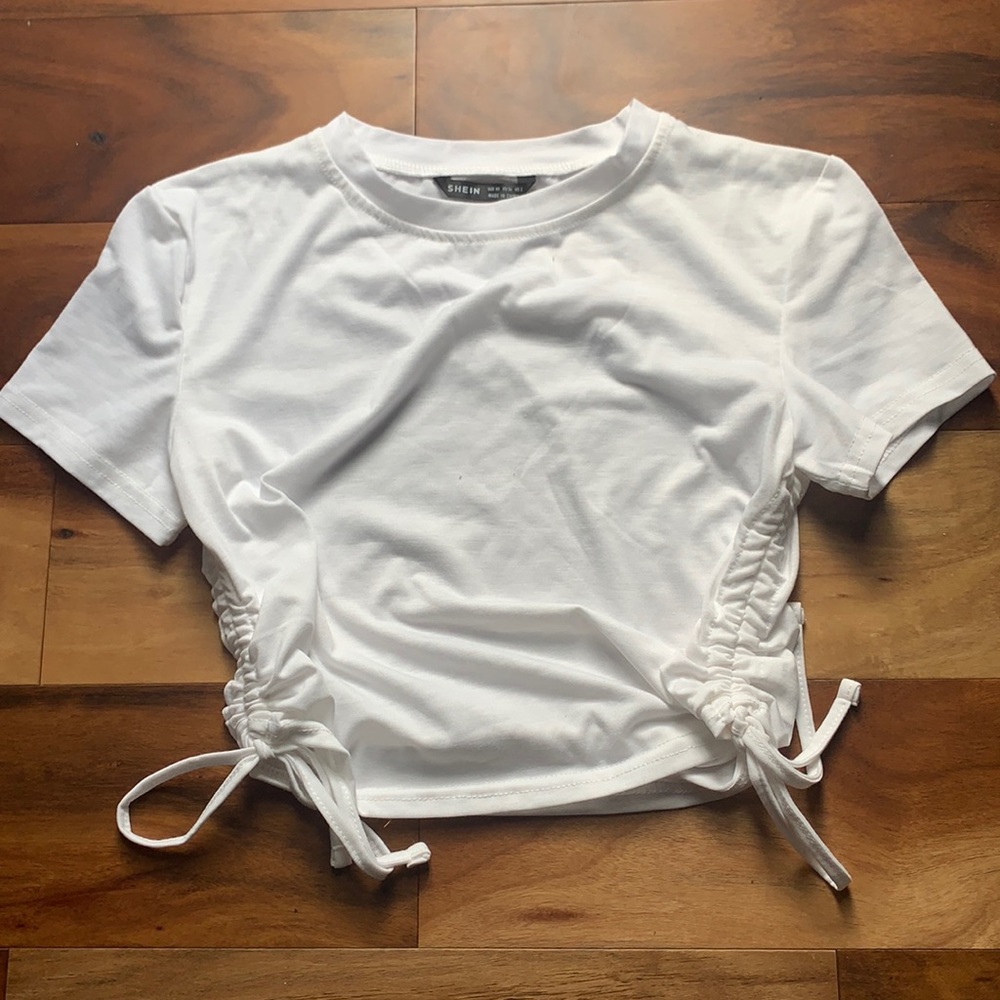 Scrunched Side White Tee